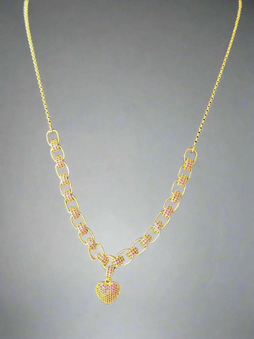 Rose Heart Charm Necklace