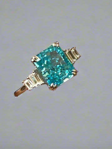 Blue Square Stone Ring